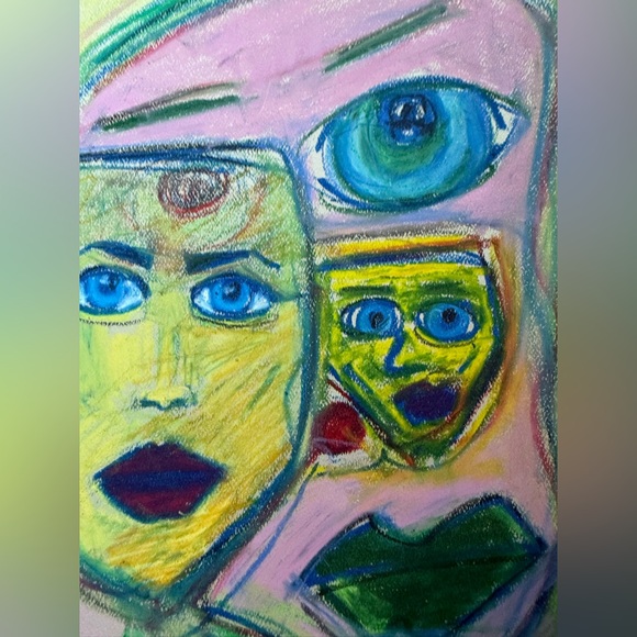 misc faces oil pastel - Picture 2 of 3